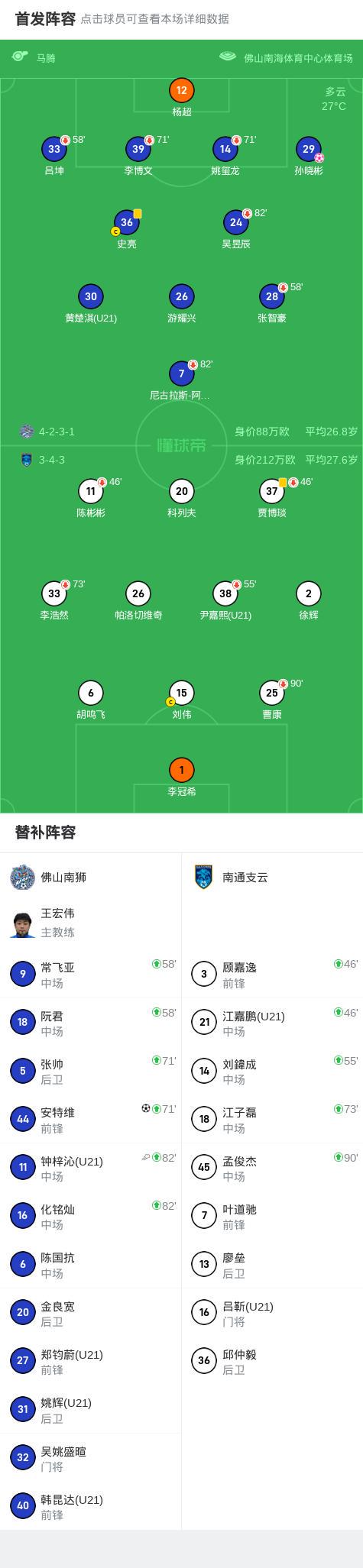 关键事件, 犯规, 级联赛第